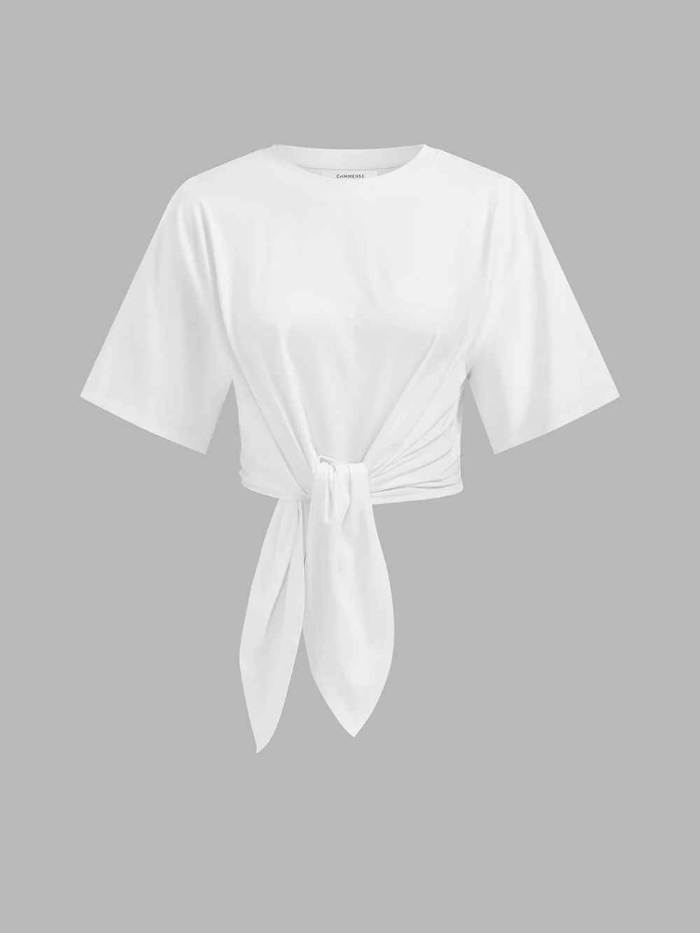 239 Cotton Knotted Short Sleeve Crop Top